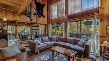 Cabin, Multiple Beds (River Song Retreat - Right on the Riv) | Living area | Fireplace