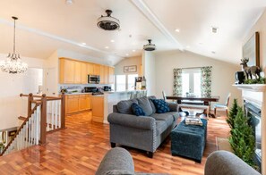 Smart TV, fireplace, video games, DVD player