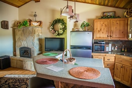 Fridge, microwave, stovetop, coffee/tea maker. Mountain Inn #5: 1 BR Condo – Afton WY