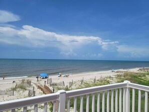 On the beach, sun loungers - Oceanfront family-sized beach house (Cape San Blas)