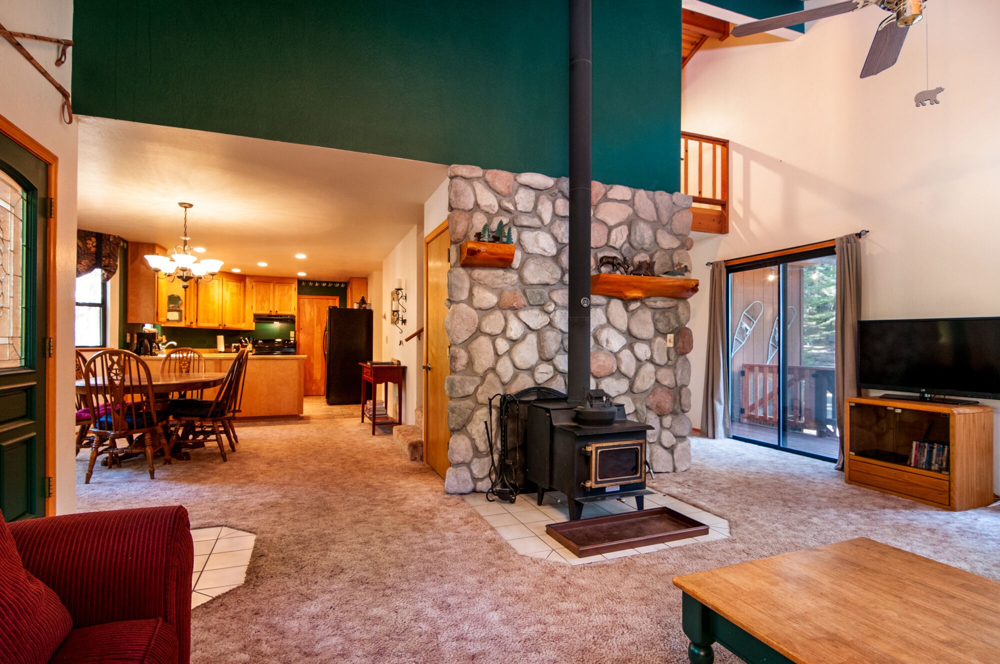 TV, fireplace, DVD player, foosball
