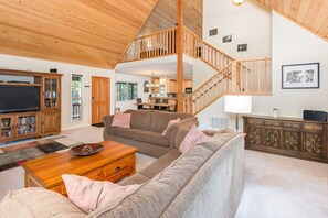 TV, DVD player, foosball, stereo