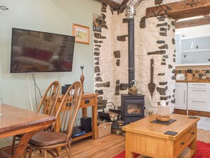 Televisión y chimenea 
