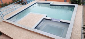 Outdoor pool, sun loungers