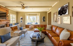 55-inch TV with digital channels, fireplace, ping pong