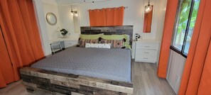 2 bedrooms, desk, iron/ironing board, travel cot