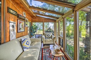 TV, fireplace, table football, books - Scenic Lake Almanor Home w/ Mountain Views! (Westwood)