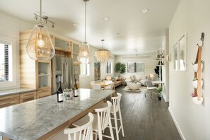 Light & Airy Mountain Town Apartment | Private kitchen | Full-size fridge, microwave, oven, stovetop