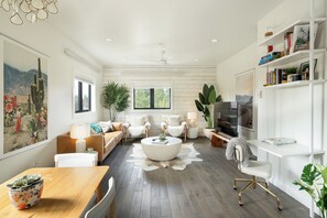 Light & Airy Mountain Town Apartment | Living area | Smart TV, Netflix, Hulu, streaming services - Wallace BNB (Pinedale)