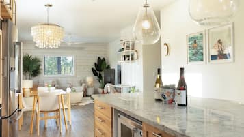 Light & Airy Mountain Town Apartment | Private kitchen | Full-sized fridge, microwave, oven, stovetop