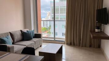 Departamento superior, 1 habitación | Área de sala de estar