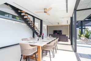 Luxury Villa | Living area | 40-inch LED TV with digital channels, TV - Trendy Modern Pool Villa Sunset Garden 4 (Rawai)