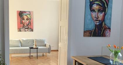 Old building apartment in the pedestrian zone