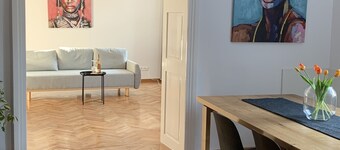 Old building apartment in the pedestrian zone