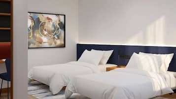 Habitación con 2 camas individuales | 2 habitaciones, caja de seguridad en la habitación y escritorio