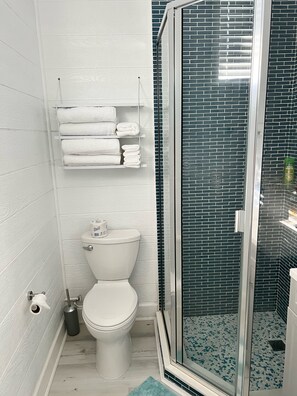Shower, hair dryer, towels, soap - Ocean and Pool - First Floor - 2 Units combined (New Smyrna beach)