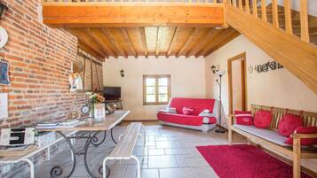 Télévision, cheminée, livres