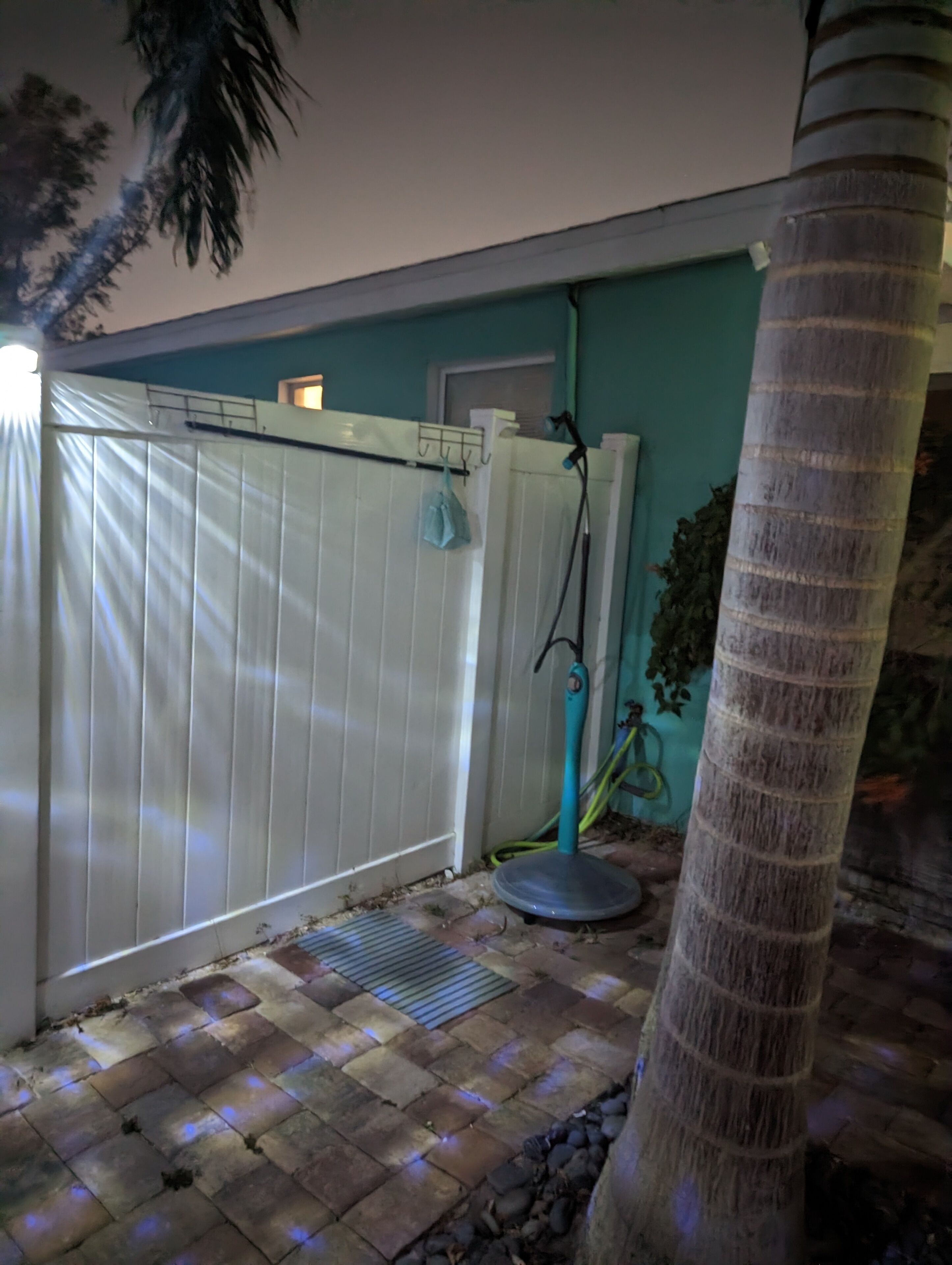 Solar water heated outdoor shower