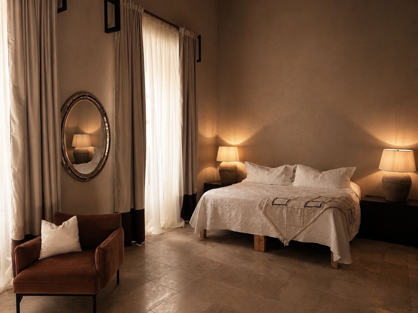 Premium bedding, desk, laptop workspace, iron/ironing board (on request)