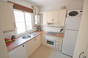 Fridge, microwave, oven, dishwasher