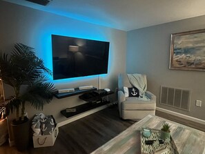 Smart TV, fireplace, video games