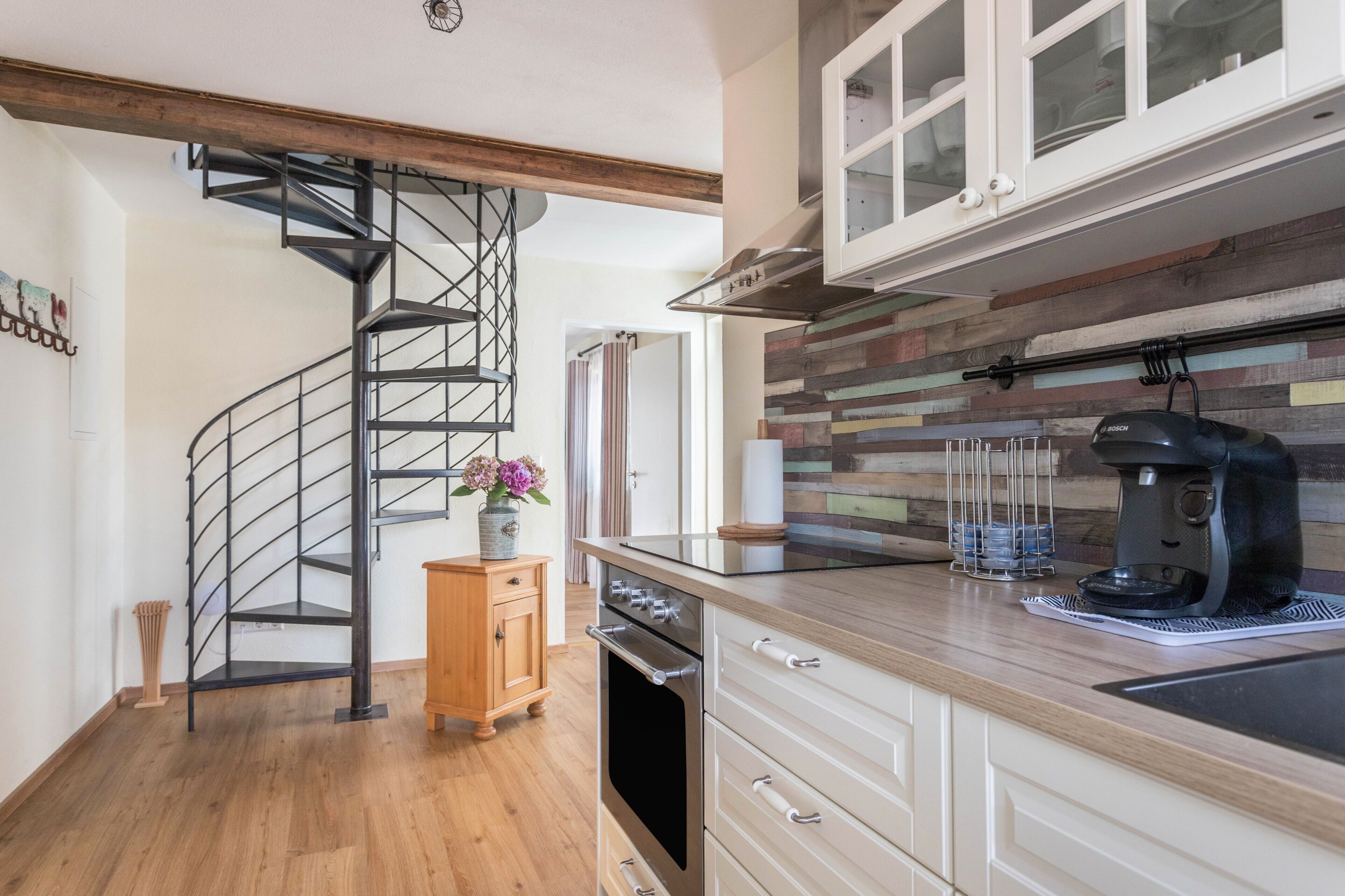 Fridge, stovetop, coffee/tea maker, cookware/dishes/utensils