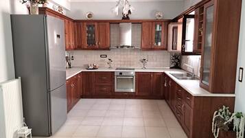 Fridge, microwave, oven, electric kettle