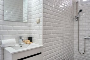 Regadera, secadora de cabello, bidet, toallas 