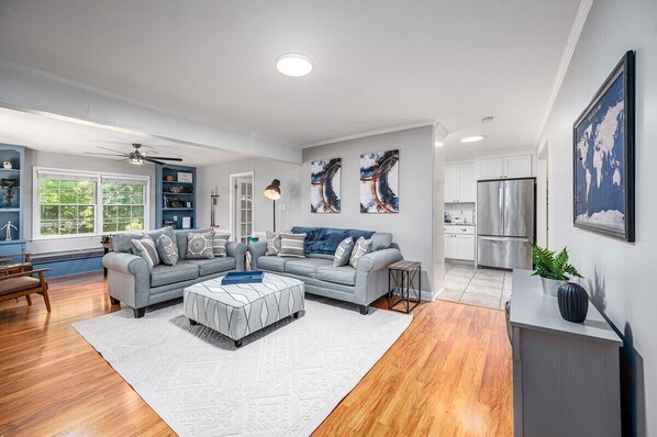 TV, video games, foosball, offices