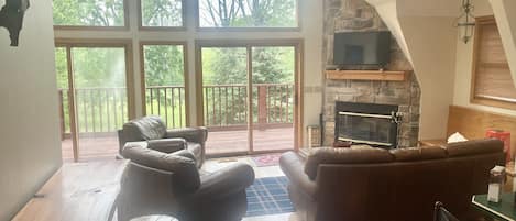 TV, fireplace, printers