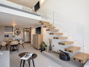 Superior Maisonette Suite with Direct Sea View | Egyptian cotton sheets, premium bedding, memory foam beds, minibar - Calla Luxury Seafront Suites (Rethymno)