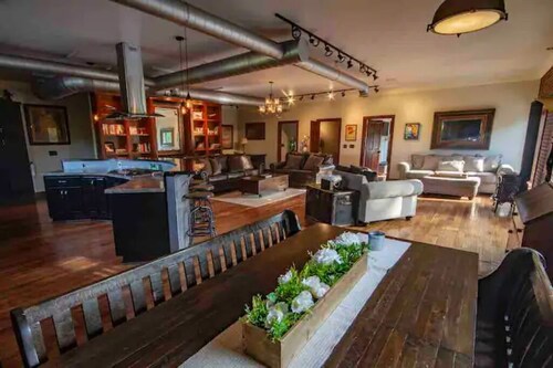 The Aviator’s Lounge, loft living in the NRG, private pool & hot tub