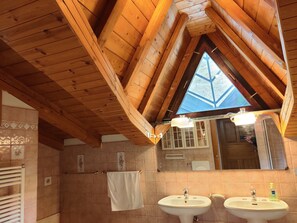 Bathtub, hair dryer, bidet