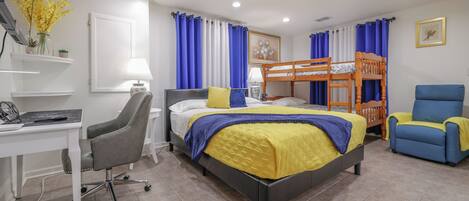 3 bedrooms, individually decorated, individually furnished, desk