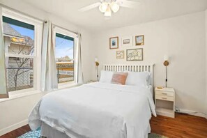 2 bedrooms, desk, iron/ironing board, travel cot