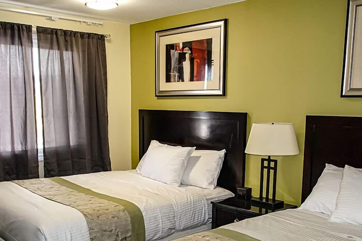 2 bedrooms, individually furnished, desk, laptop workspace