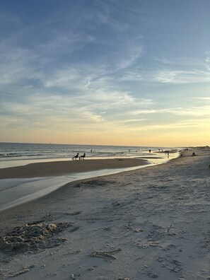 Beach nearby, sun loungers