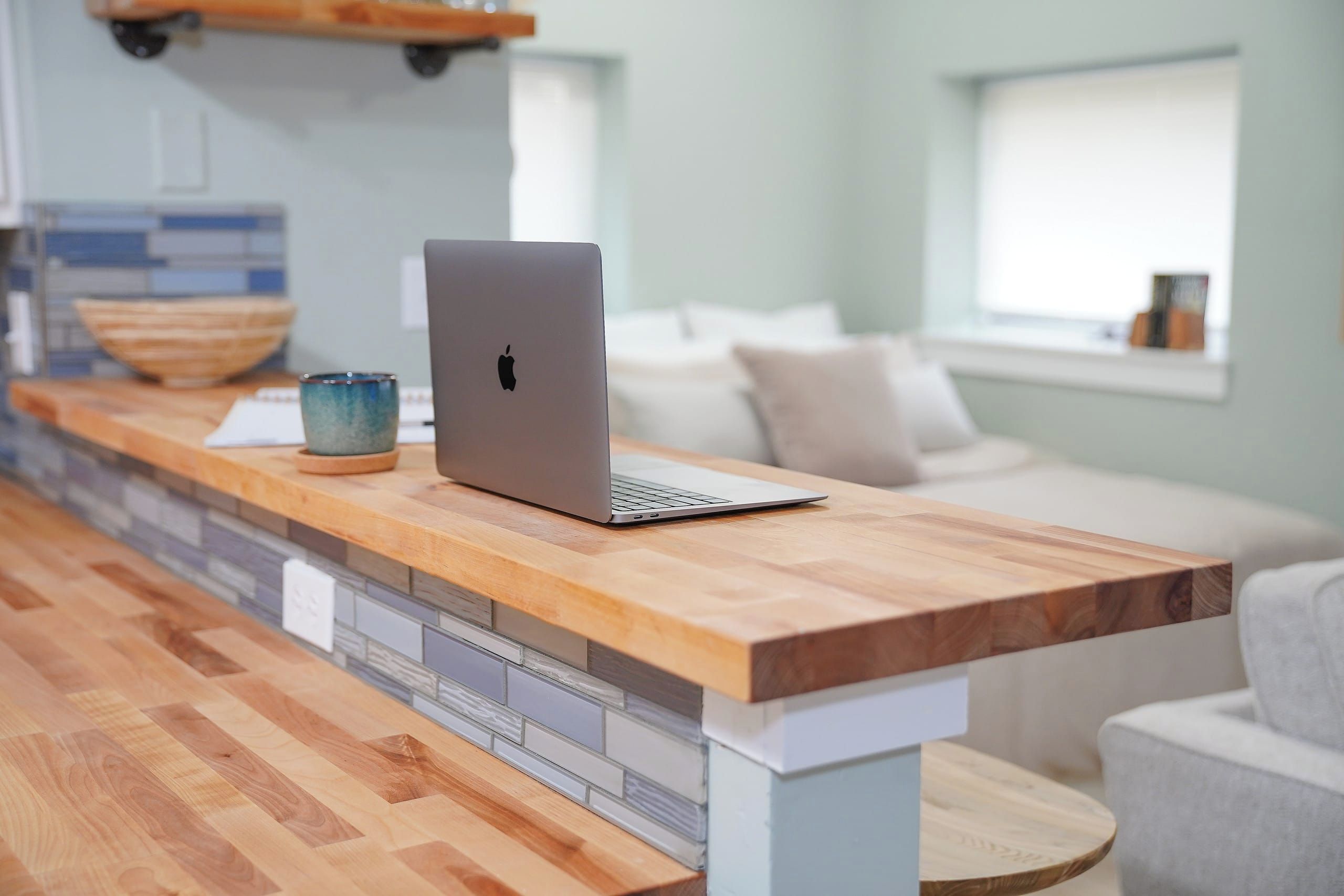 Butcher-block counter workspace