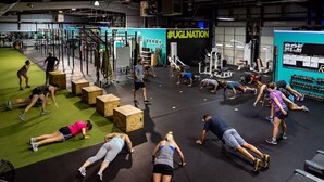 A gym with various exercise equipment and wooden boxes. - Quiet, private, and fully remodeled. Minutes from KU and Mass (Lawrence)