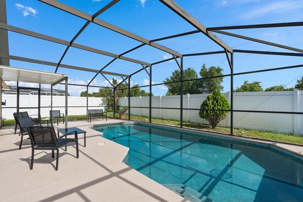 Outdoor pool, a heated pool - Awesome 3BR/2BA Home, Private Pool (Extra Daily Charge to Heat), Disney Theme! (Kissimmee)