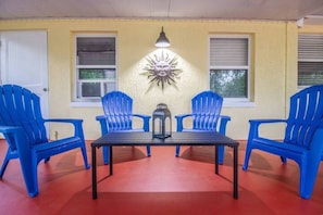 Outdoor seating - 3-bedroom unit with private entrance, private bathroom, full kitchen, living and dining area, workspace, and laundry. (Orlando)