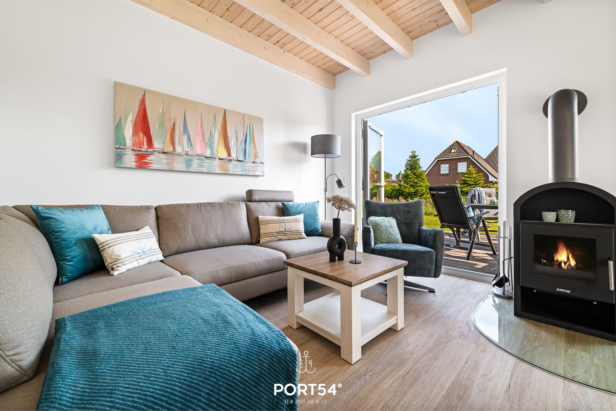 Televisión, chimenea y videoteca 