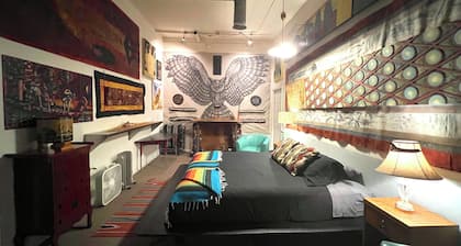 SPACE CASTLE: a 1950s Gas Station transformed into an Art Themed Wonderland
