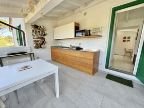 Kühlschrank, Mikrowelle, Herdplatte, Geschirrspüler