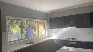 Fridge, microwave, oven, electric kettle