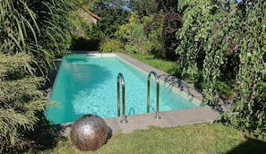 Classic Apartment, Private Bathroom (Fewo Fachwerkhaus Maxen) | Outdoor pool | Outdoor pool, pool loungers