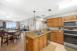 Fridge, microwave, oven, stovetop - Navy Cove 1405 is a top floor condo on the bay with a fantastic view! (Gulf Shores)