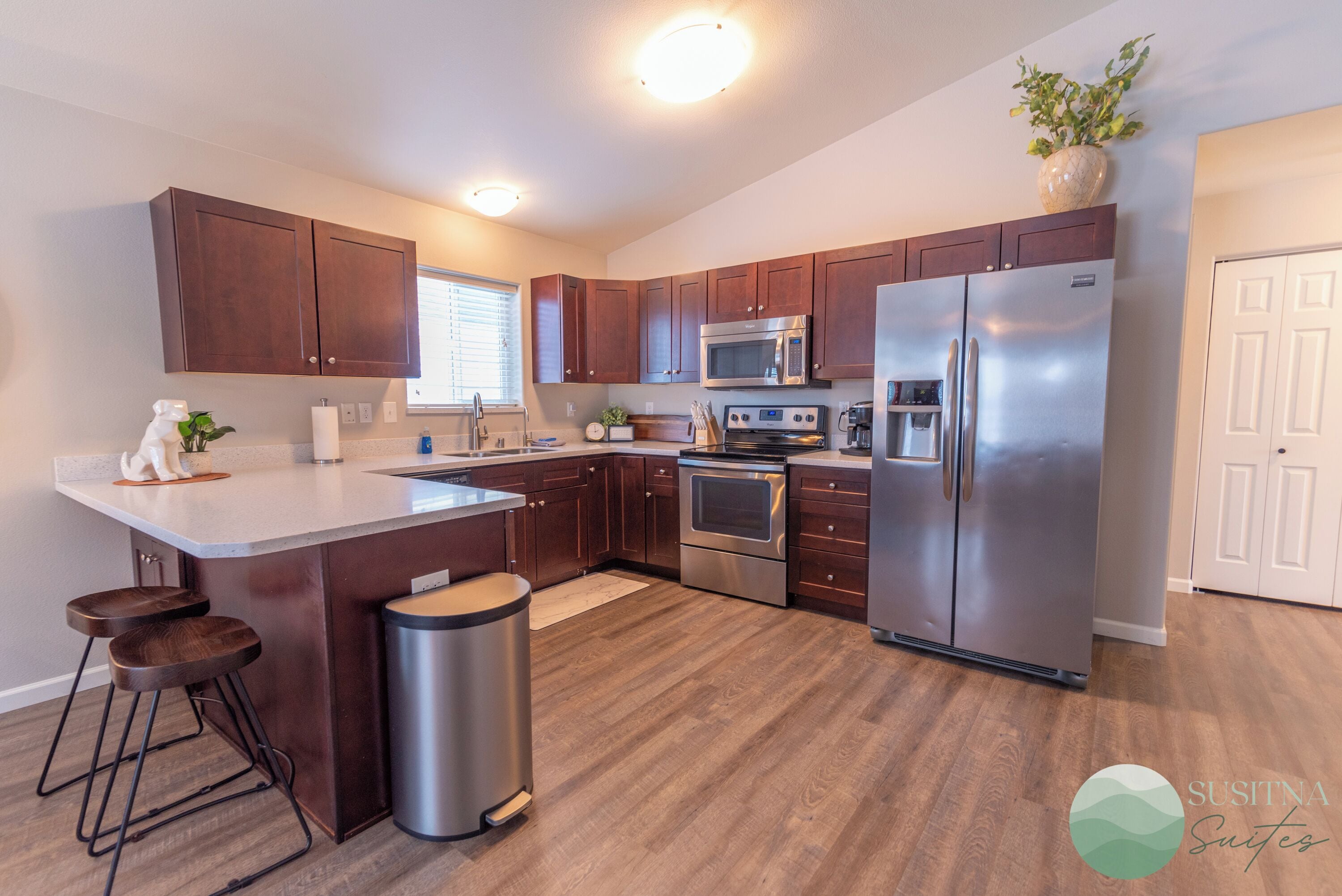 Susitna Suites (4) | Private kitchen | Full-size fridge, microwave, oven, stovetop