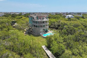 Exterior - Soundfront Dog Friendly Home w/ Pool, Hot Tub, Elevator, Private Sound Boardwalk (Avon)