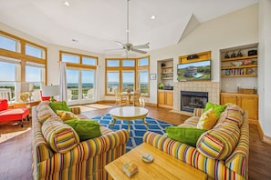 TV, DVD player - Soundfront Dog Friendly Home w/ Pool, Hot Tub, Elevator, Private Sound Boardwalk (Avon)